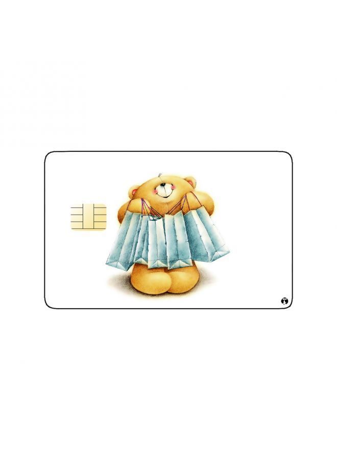 RKN PRINTED BANK CARD STICKER Cute Teddy Bear Drawing With Shopping Bags - Image 2