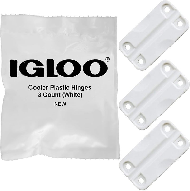 Igloo Plastic Universal Replacement Cooler Hinges, White, Pair with Screws, Durable Plastic, Fits Rectangular Hinged Coolers 25-165 qt, Genuine Original-Style Replacement Part - Image 1