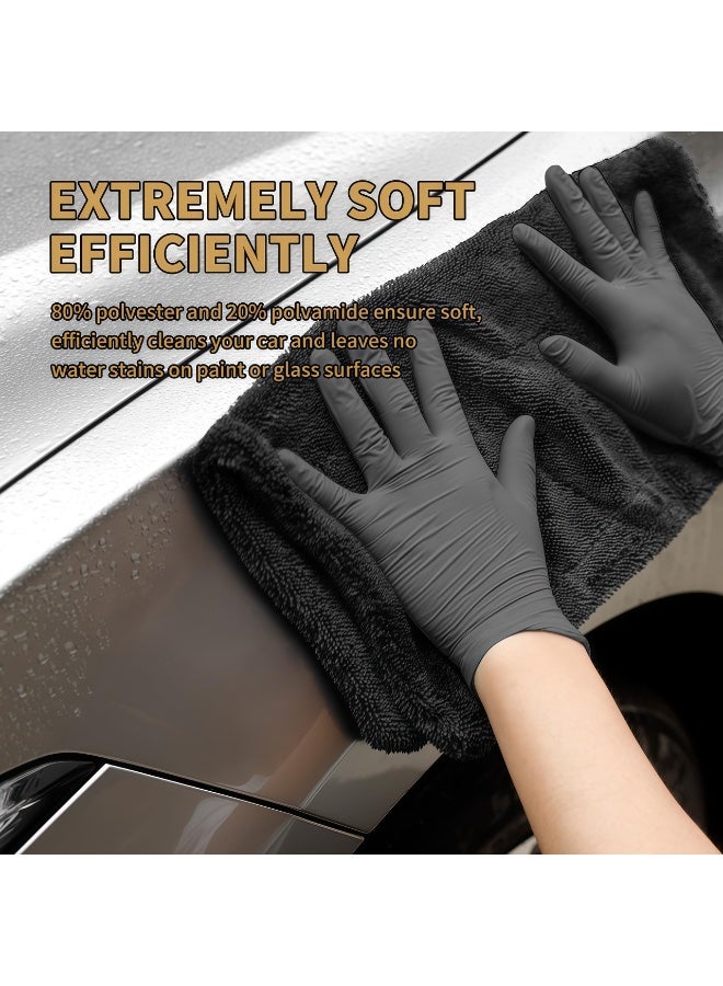 Pack of 2 1300 GSM Car Drying Towels, Microfiber Car Towels, Ultra Absorbent, Microfiber Cleaning Cloth, Stripless, 36 x 24 inches and 16 x 16 inches - Image 3