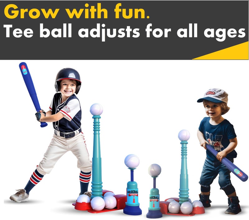 TOMLEON T Ball Stand for Kids and Toddlers 1-3, 3-5, 5-8. Baseball Set Includes 6 Large Balls, an Adjustable Tball Batting Tee, and a Pitching Machine. Kids Bat and Ball, T-Ball Sets for Kids - Image 2