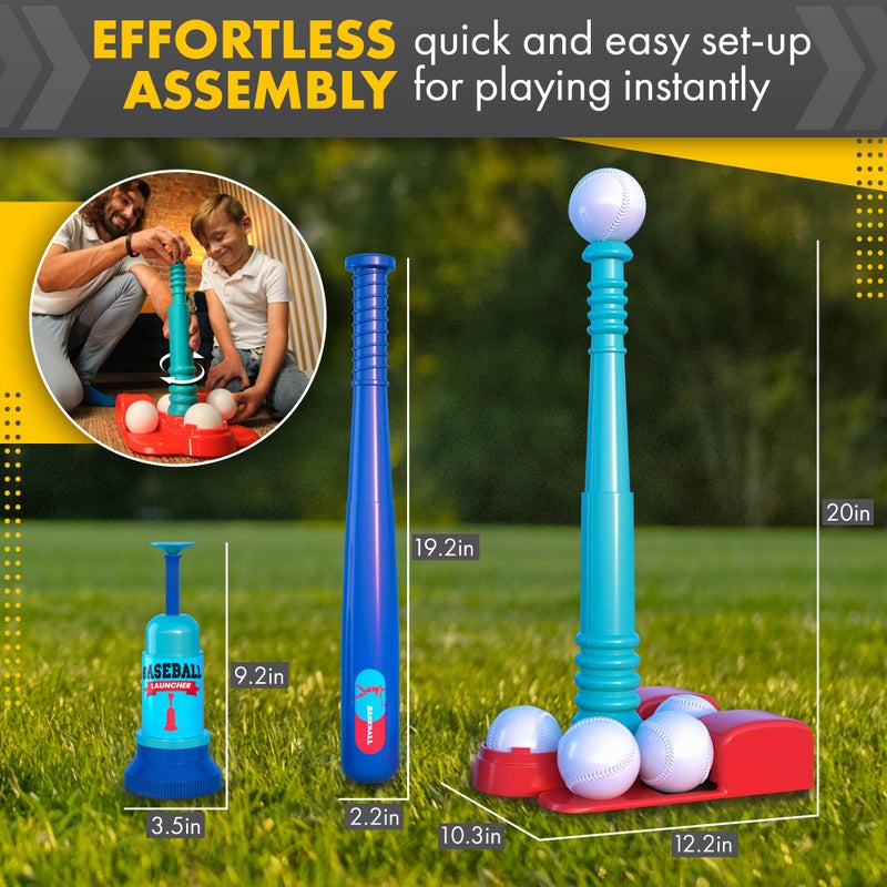 TOMLEON T Ball Stand for Kids and Toddlers 1-3, 3-5, 5-8. Baseball Set Includes 6 Large Balls, an Adjustable Tball Batting Tee, and a Pitching Machine. Kids Bat and Ball, T-Ball Sets for Kids - Image 5