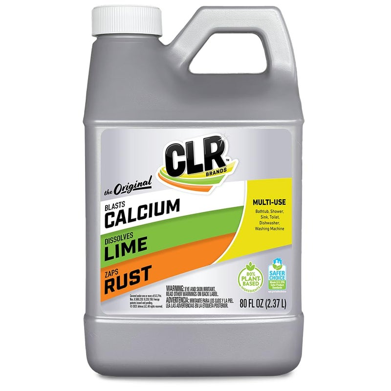 CLR Calcium, Lime & Rust Remover, Blasts Calcium, Dissolves Lime Deposits, Zaps Stubborn Rust Stains and Hard Water Deposits, 80 Ounce Bottle - Image 1
