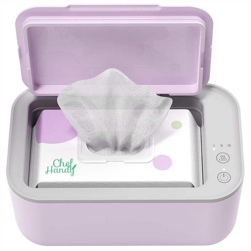 chefhandy Wipe Warmer with Adjustable Temperature, Silent Heating & Large Capacity | Constant Warmth for Baby or Adult Wipes, Purple - Image 1