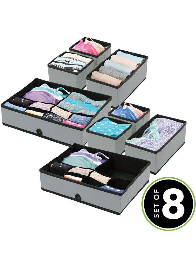 mDesign Set of 2 Baby Storage Box - 4-Piece Nursery Storage Set for Drawers, Wardrobes and Shelves - Wardrobe Organiser for Clothes and Accessories - Charcoal Grey/Black - Image 2