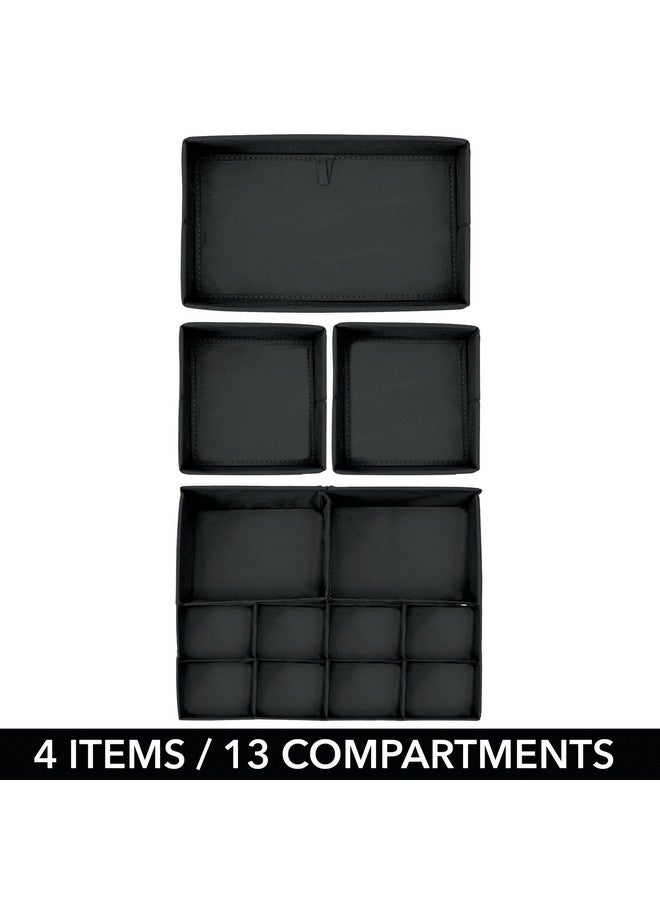 mDesign Set of 2 Baby Storage Box - 4-Piece Nursery Storage Set for Drawers, Wardrobes and Shelves - Wardrobe Organiser for Clothes and Accessories - Charcoal Grey/Black - Image 5