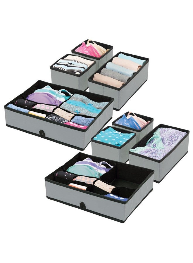 mDesign Set of 2 Baby Storage Box - 4-Piece Nursery Storage Set for Drawers, Wardrobes and Shelves - Wardrobe Organiser for Clothes and Accessories - Charcoal Grey/Black - Image 1