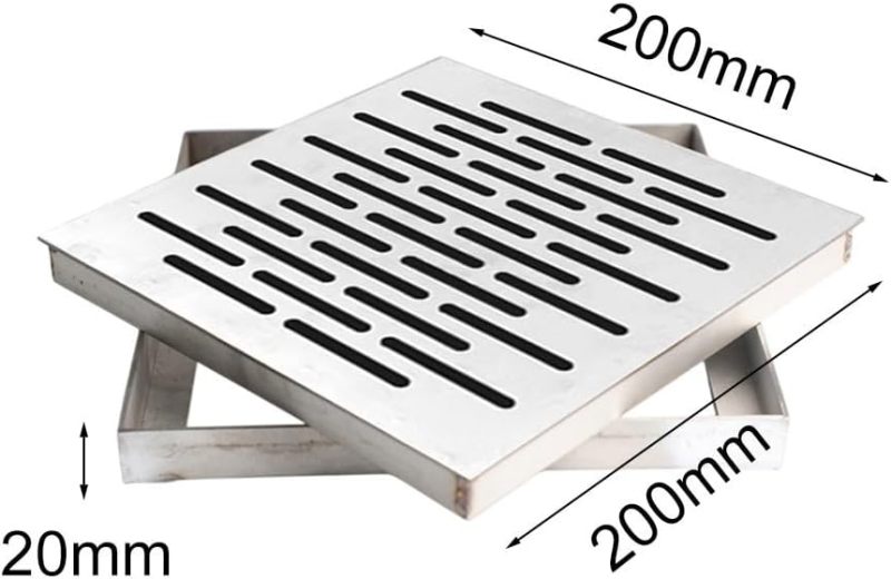 Outdoor Drain Cover 20x20x2cm Durable Stainless Steel Construction Stainless Steel Drain Grate - Improved Porous Drainage Design Square Water Drainage for Outdoor Patio Garden Yard Landscape - Image 2