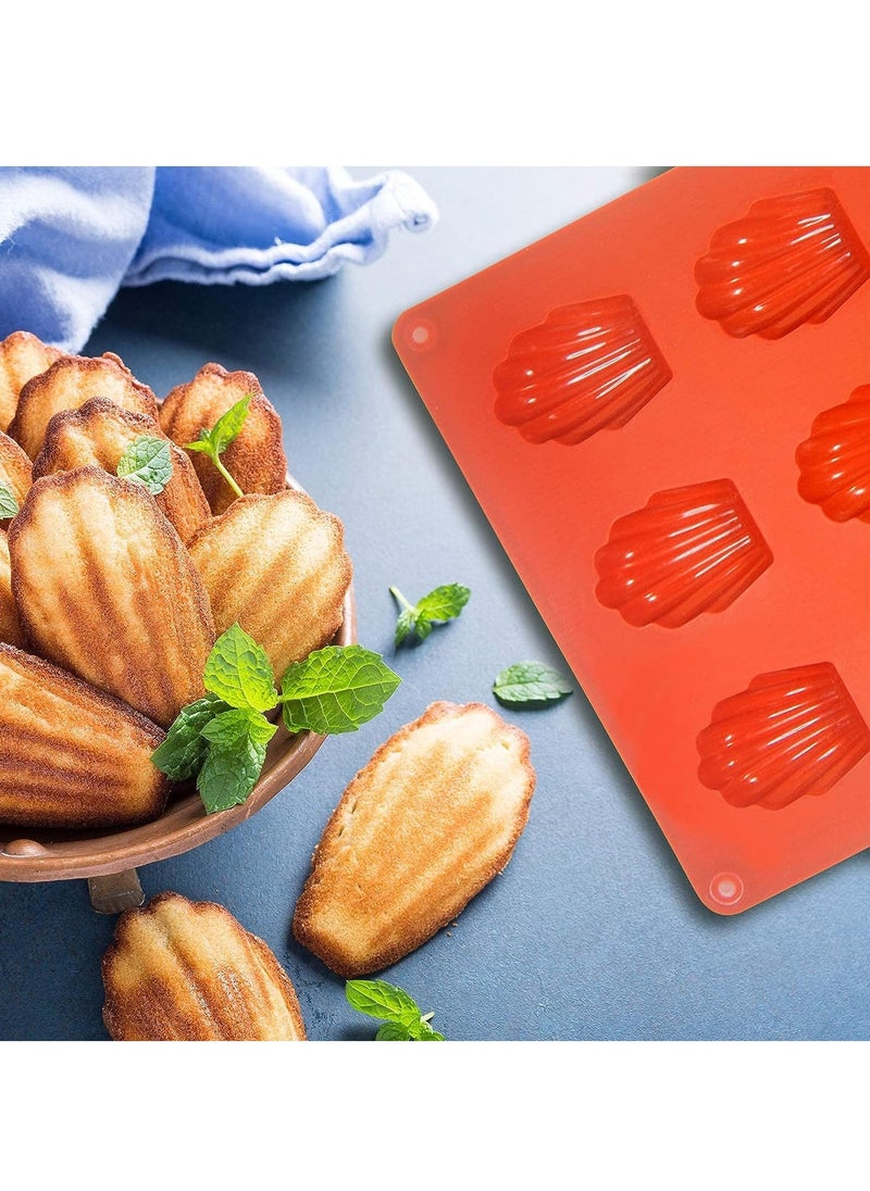 SYOSI - 2 Pcs Madeleine Pan Silicone Madeline Cookies Pan 15 Cavities Madeleine Mold Nonstick Baking Pans for Make Cookies Cake - Image 1