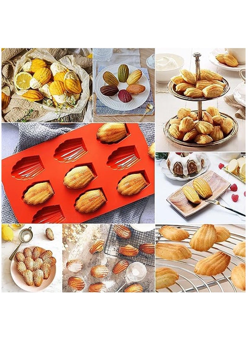 SYOSI - 2 Pcs Madeleine Pan Silicone Madeline Cookies Pan 15 Cavities Madeleine Mold Nonstick Baking Pans for Make Cookies Cake - Image 1