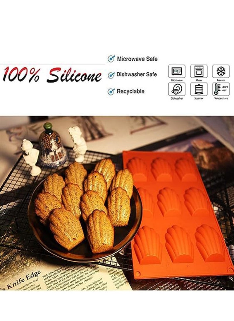 SYOSI - 2 Pcs Madeleine Pan Silicone Madeline Cookies Pan 15 Cavities Madeleine Mold Nonstick Baking Pans for Make Cookies Cake - Image 1