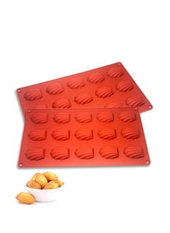 2 Pcs Madeleine Pan Silicone Madeline Cookies Pan 15 Cavities Madeleine Mold Nonstick Baking Pans for Make Cookies Cake