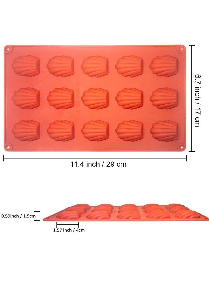 SYOSI - 2 Pcs Madeleine Pan Silicone Madeline Cookies Pan 15 Cavities Madeleine Mold Nonstick Baking Pans for Make Cookies Cake - Image 1