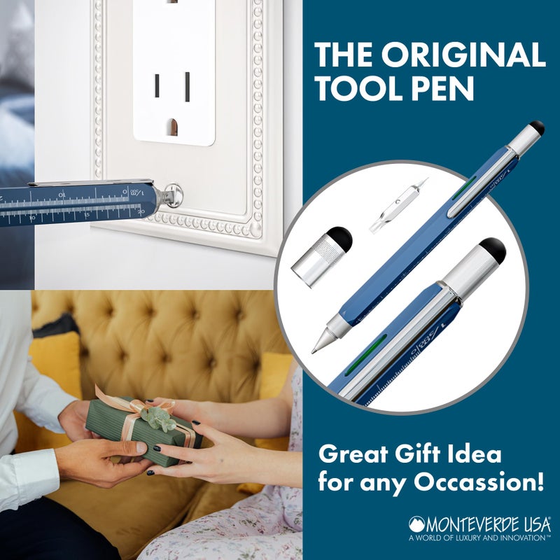 Monteverde USA 9-in-1 Tool Ballpoint Pen in Blue â€“ Multifunctional Pen with Stylus, Screwdrivers, Level, and Ruler â€“ Exclusive Collection, Ideal Gift for Professionals - Image 5