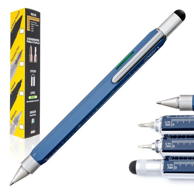 Monteverde USA 9-in-1 Tool Ballpoint Pen in Blue â€“ Multifunctional Pen with Stylus, Screwdrivers, Level, and Ruler â€“ Exclusive Collection, Ideal Gift for Professionals - Image 1
