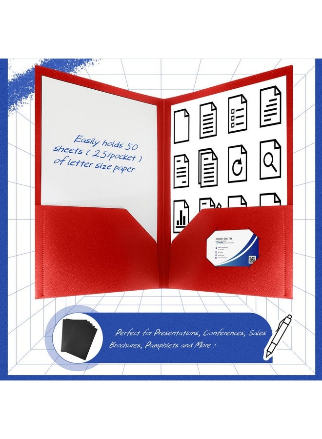 Patelai 50 Pack Pocket Folders Bulk 2 Pocket Heavy Duty Plastic Folders With Pockets Letter Size Folders Business Card Holder For School Office File (Multi Colors) - Image 3