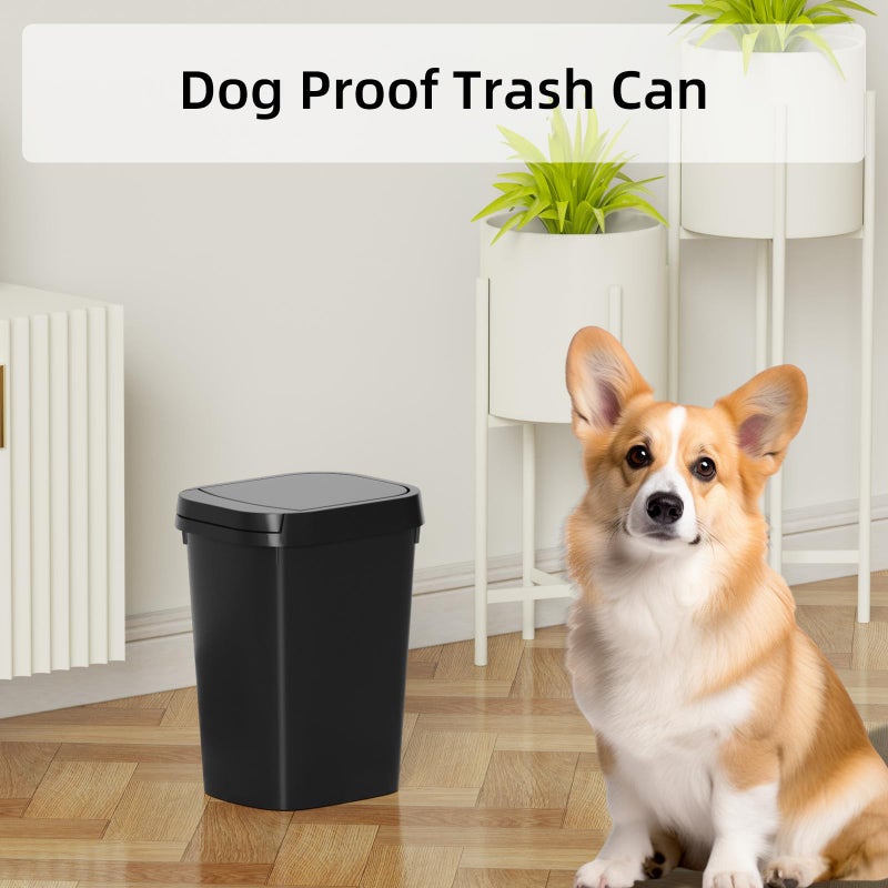 KSSKSS 3 Pack Bathroom Small Trash Can with Lid, 2.6 Gallon Slim Garbage Bin with Pop-Up Lid, 10L Plastic Wastebasket for Bedroom, Office, Kitchen, Toilet (Black) - Image 4