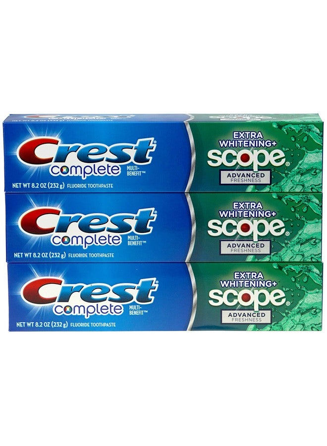 Crest Complete Multi-Benefit Fluoride Toothpaste - Extra Whitening and Scope Advanced Freshness - 8.2 oz each, 3 count - Image 1