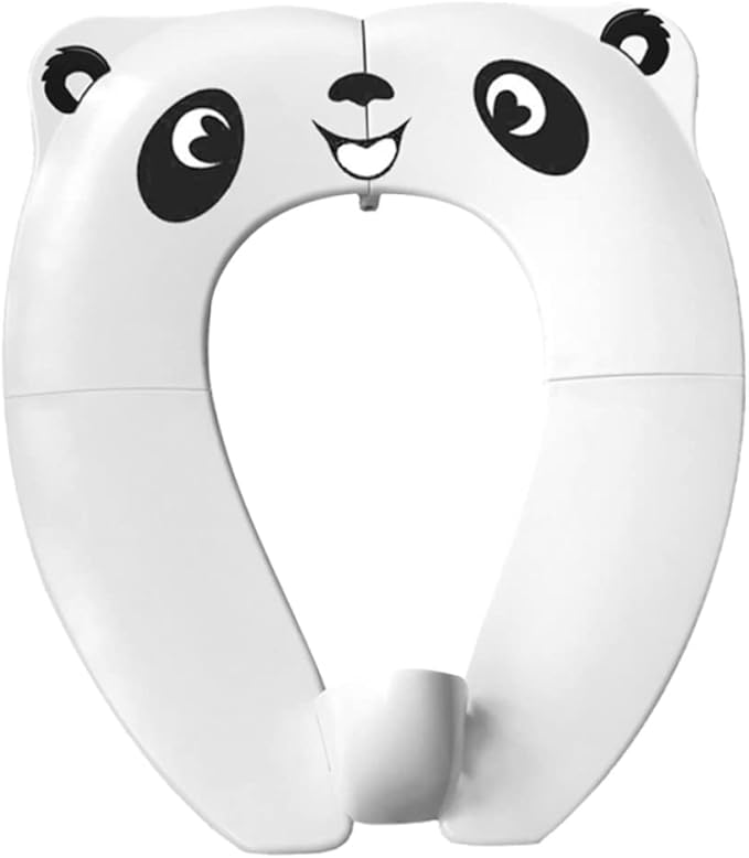 Foldable Kids Toilet Training Seat Toddler Potty With Handles Cartoon Design Safe For Travel White 36x29x25cm - Image 1