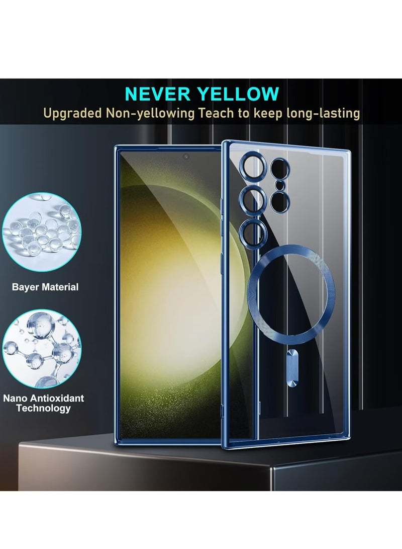 ELTRAZONE Clear Magnetic Case for Samsung Galaxy S25 Ultra 6.8" – Wireless Charging Compatible, Shockproof Camera Protection, Soft TPU Bumper, Scratch-Resistant, Slim Fit, and Anti-Yellowing Transparent Design in Blue - Image 5