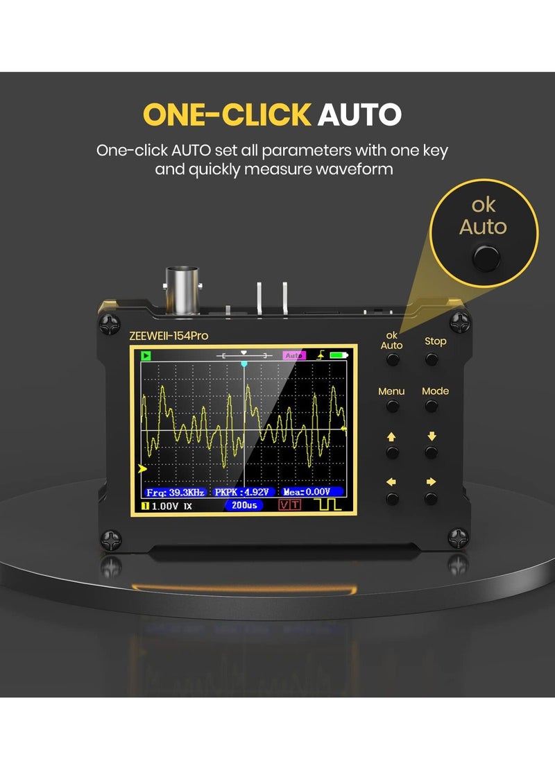 Y&D Mini Handheld Digital Oscilloscope, Support Persistence, PWM, 14 Type Measurement, 40MSa/s Sampling Rate, 18MHz Bandwidth, Signal Generator Frequency 500Khz, 2.4” LCD Display Suporrt 10X, 100X Probe  - Image 2