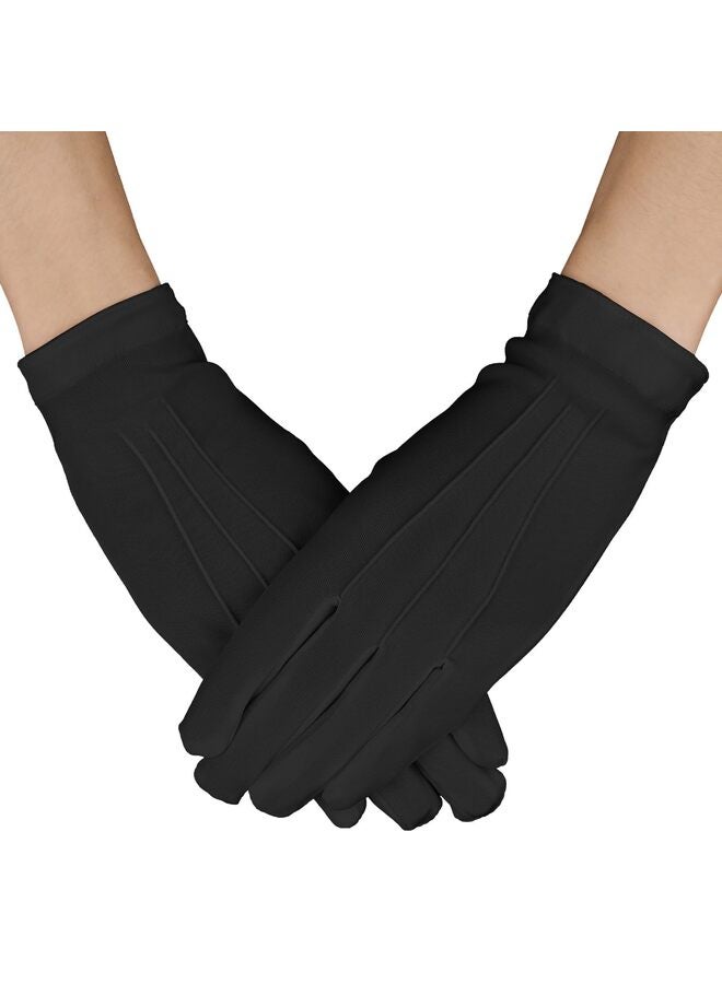 Black Gloves, Nylon Parade Formal Tuxedo Costume Honor Guard with Snap Cuff Dress Santa Mickey Mouse Marching Band for Men and Women  - Image 1