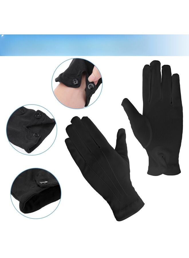 Black Gloves, Nylon Parade Formal Tuxedo Costume Honor Guard with Snap Cuff Dress Santa Mickey Mouse Marching Band for Men and Women  - Image 2