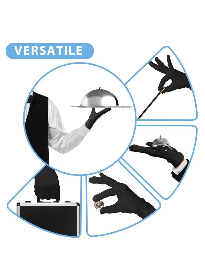 Black Gloves, Nylon Parade Formal Tuxedo Costume Honor Guard with Snap Cuff Dress Santa Mickey Mouse Marching Band for Men and Women  - Image 5