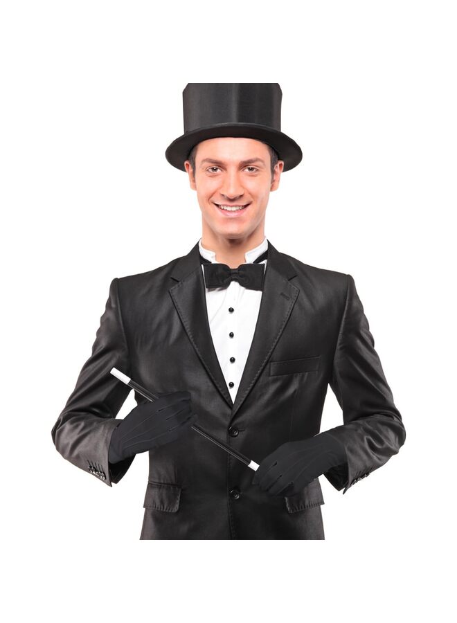 Black Gloves, Nylon Parade Formal Tuxedo Costume Honor Guard with Snap Cuff Dress Santa Mickey Mouse Marching Band for Men and Women  - Image 4