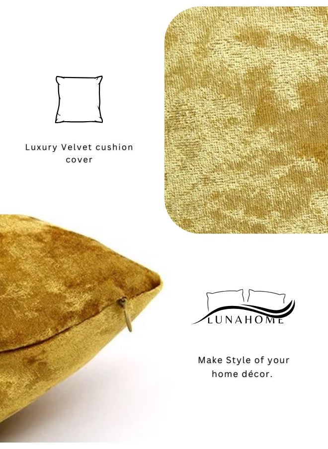 LUNA Home 1 Piece 45*45cm Size, Velvet Cushion Cover, Gold color  - Image 3