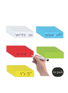 Y&D Dry Erase Magnetic Labels (1x3",Pack of 60),Write On Magnets Sticker,Real Waterproof/Reusable for Classroom&Office&Cabinet&whiteboard&Fridge&More (Multicolor)  - Image 2