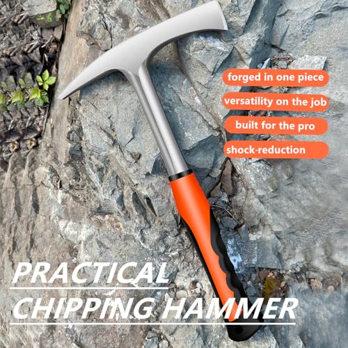 glorousamc Welding/Chipping Hammer,28 oz Slag Removal Tool with Forged Steel Construction & Shock Reduction Handle,Rock Pick,Forged Brick Hammer, - Image 2