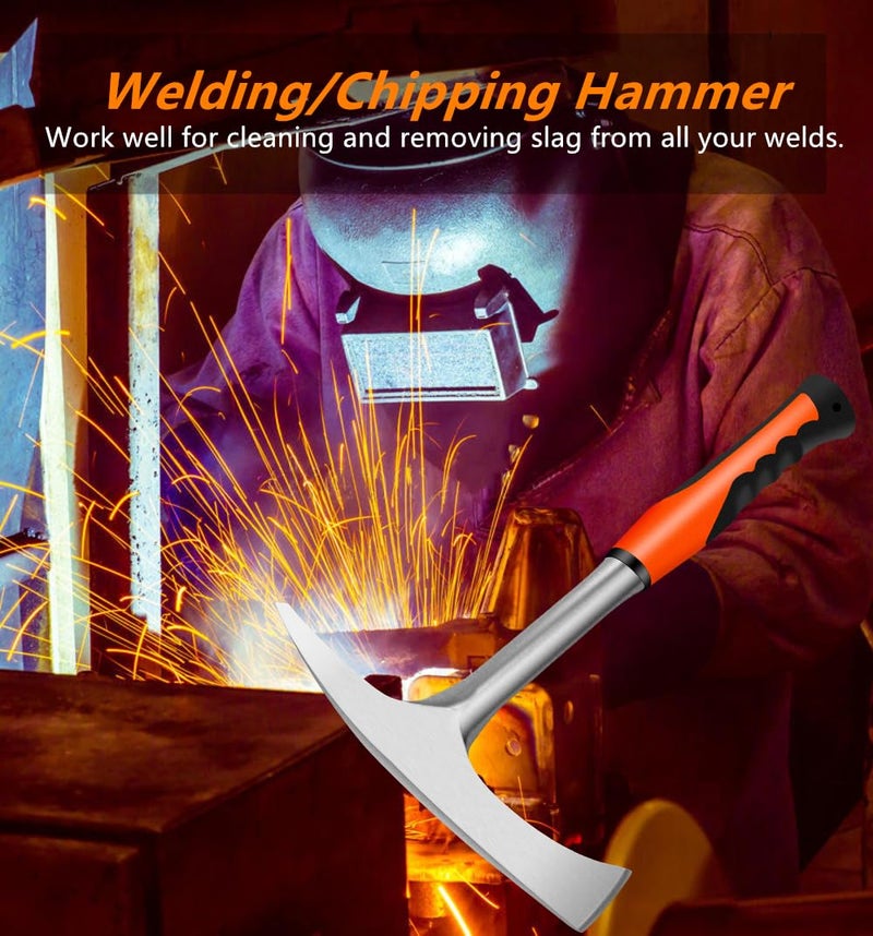 glorousamc Welding/Chipping Hammer,28 oz Slag Removal Tool with Forged Steel Construction & Shock Reduction Handle,Rock Pick,Forged Brick Hammer, - Image 5
