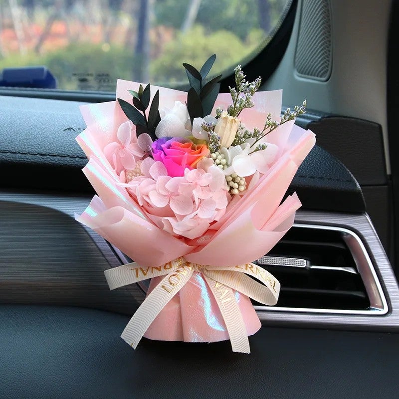 Y&D Handmade Mini Bouquet Car Air Freshener - Dried Flower Vent Clip Perfume - Natural Dried Plants Fragrance Diffuser for Auto - Image 1