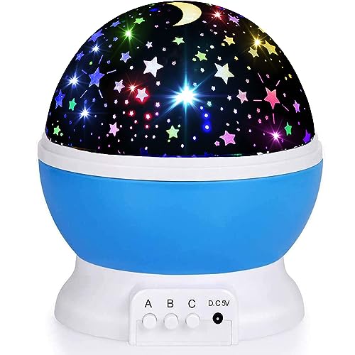 HONGID Rubber Night Lights For Kids,stars Light Projector Kids Room,Glow In The Dark starss,Christmas Xmax Birthday Gifts Kids,Light Lamp Sensory Aesthetic Room Decor, Blue, led - Image 1