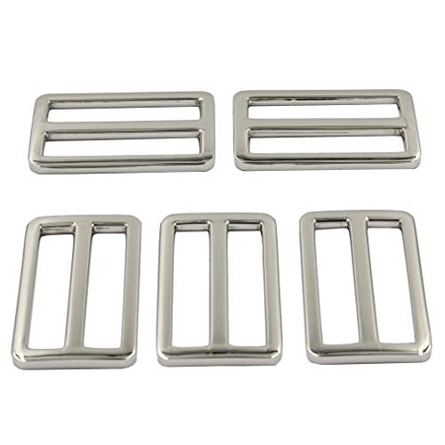 DGOL 10pcs 1-1/2 inch Slider Webbing Strap Tri Glide Buckles Zinc Alloy Tri-glide Slide Buttons Fasteners (Silver) - Image 1