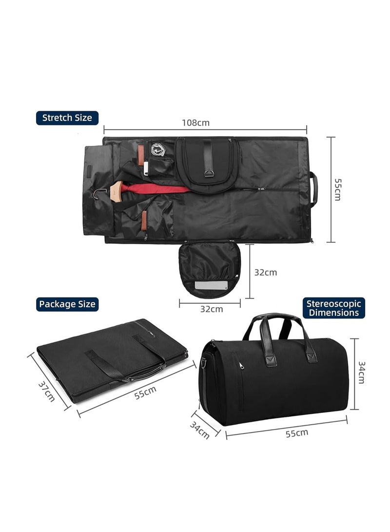Garment Bags For Travel With Shoulder Strap, 2 in 1 Mens Suit Bag With Shoes Compartment, Convertible Carry On Garment Duffle Bag, Suit Bags For Men Women Travel (Grey)  - Image 3