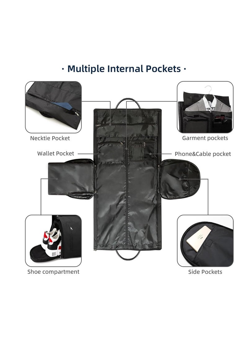 Garment Bags For Travel With Shoulder Strap, 2 in 1 Mens Suit Bag With Shoes Compartment, Convertible Carry On Garment Duffle Bag, Suit Bags For Men Women Travel (Grey)  - Image 4