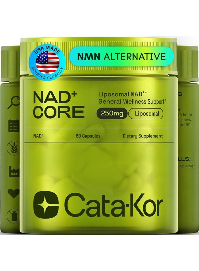 Cata-Kor NMN Supplement Alternative – Liposomal NAD+ Supplement – Third-Party Tested – NAD CORE – 30-Day Supply – 60 Capsules - Image 1