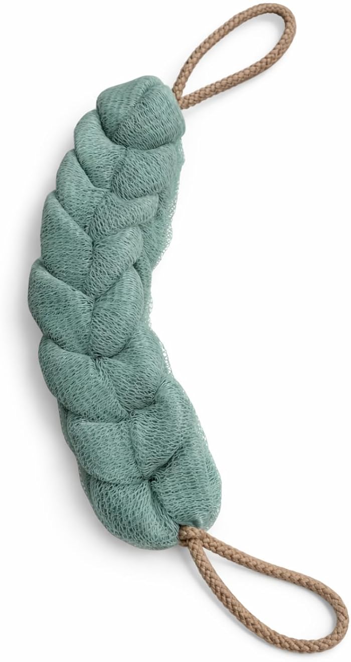 Bath Shower Loofah Sponge Single Piece Premium Quality Soft Exfoliating Body Scrubber Rich Foam Cleaning For Skin Care Daily Use (Olive)
