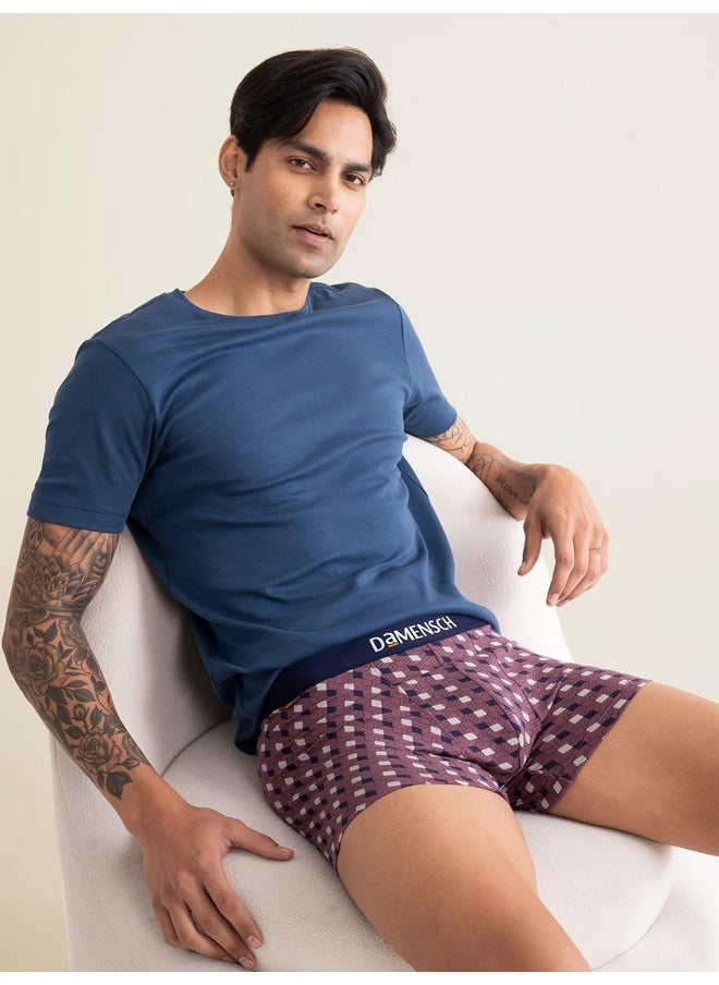 DaMENSCH - DAMENSCH Men's Regular Fit Printed Cotton Trunks | Combed Cotton, Stretchy Fabric Underwear for Men, Trunks for Men, Boxer Briefs for Men,Mens Underwear-Forest Biome,Tulipwood,Colonial Blue-XL - Image 1