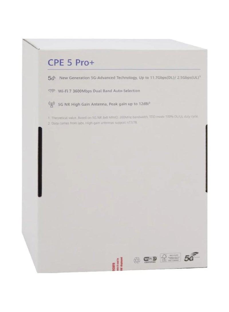 5G Router Pro 5 Plus, The Latest Router That Supports All  Companies, CPE 5 PRO+ H165-383 Supports WIFI 7 - Two Years Warranty | White - view 3