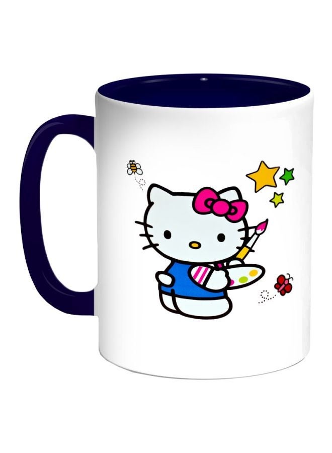 RYN Hello Kitty Printed Coffee Mug Dark Blue/White/Pink 11ounce