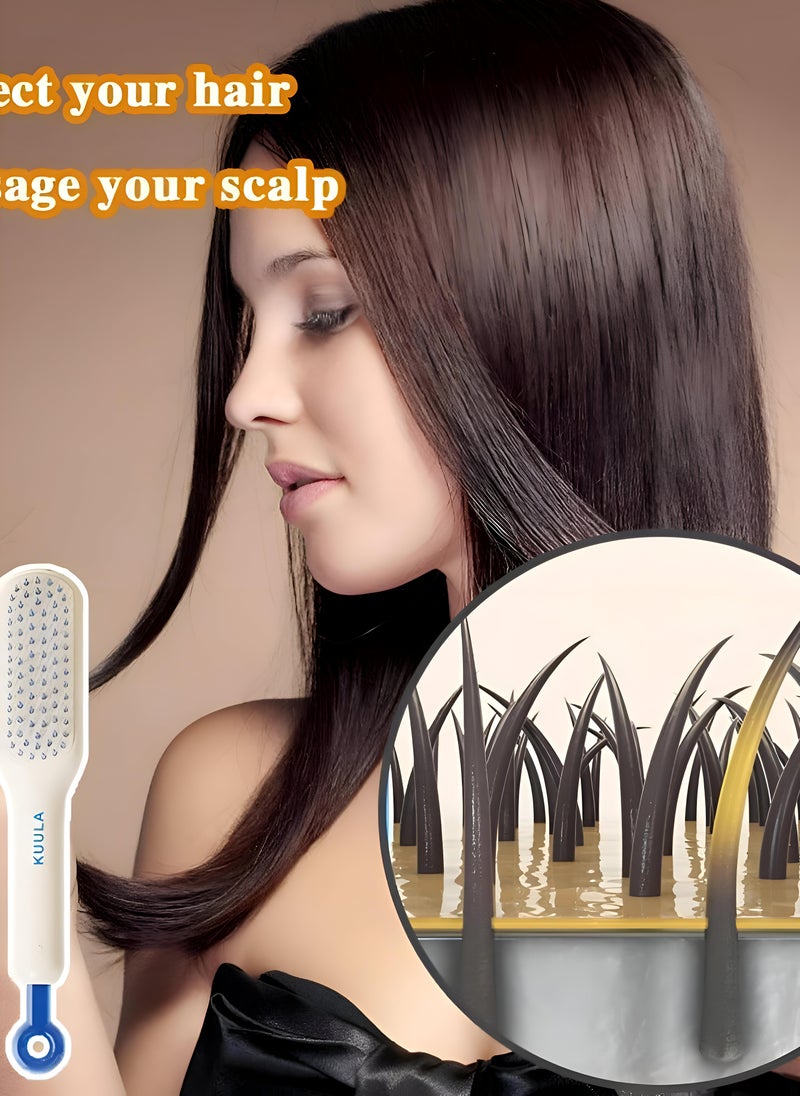 ماركة غير محددة مشط تدليك مضاد للكهرباء الساكنة، فرشاة شعر ذاتية التنظيف سهلة الاستخدام، مصممة خصيصًا للنساء، مشط تدليك سهل التنظيف بسحب واحد، تصميم ديناميكي قابل للتدوير والرفع وتنظيف ذاتي  - Image 4