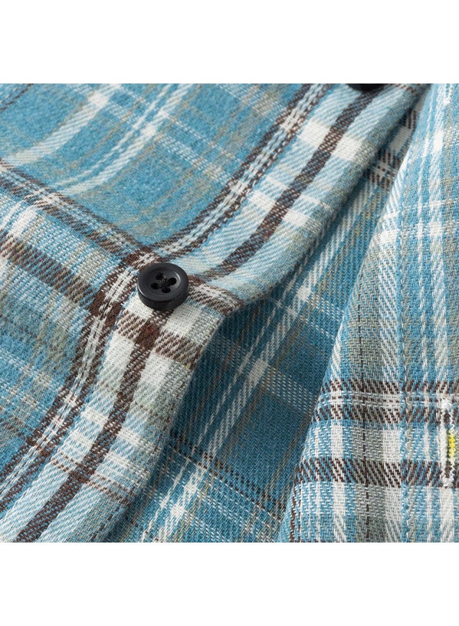Hipanda Men's Long Sleeve Spring Loose Casual Shirt Trendy Plaid Jacket Men's Deep Blue 3XL - Image 3