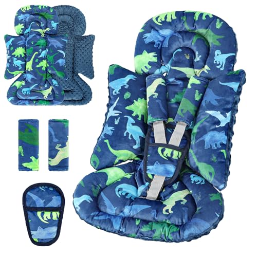 TANOFAR Car Seat Head Support Baby Infant Car Seat Insert for Newborn Girls Boys Soft Carseat Head Support for Infant Newborn Carseat Insert for Car Seats Strollers Swings Bouncer Dinosaur - Image 1