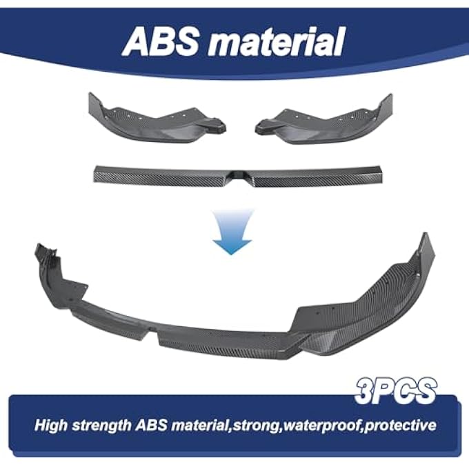 Gear Up Carbon Fiber Printing Front Bumper Lip Compatible with BMW G20 3-Series 330e 330i M340i 320i M-Sport Only 2023 2024 2025 Front Bumper ABS Front Lip Spoiler Splitter - Image 3