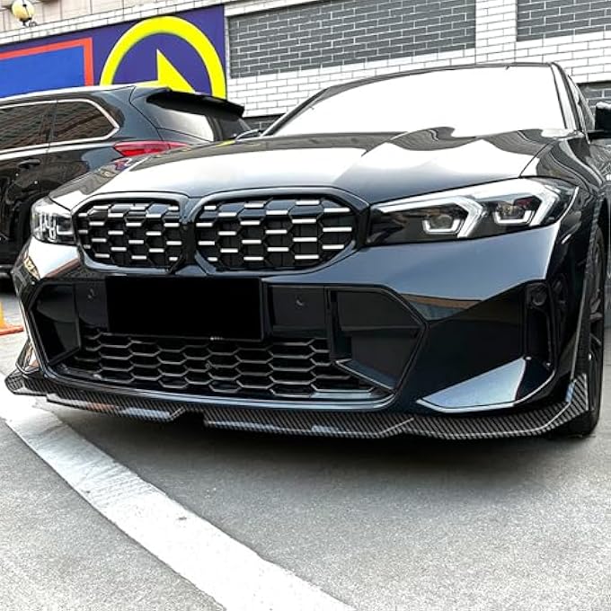 Gear Up Carbon Fiber Printing Front Bumper Lip Compatible with BMW G20 3-Series 330e 330i M340i 320i M-Sport Only 2023 2024 2025 Front Bumper ABS Front Lip Spoiler Splitter - Image 5