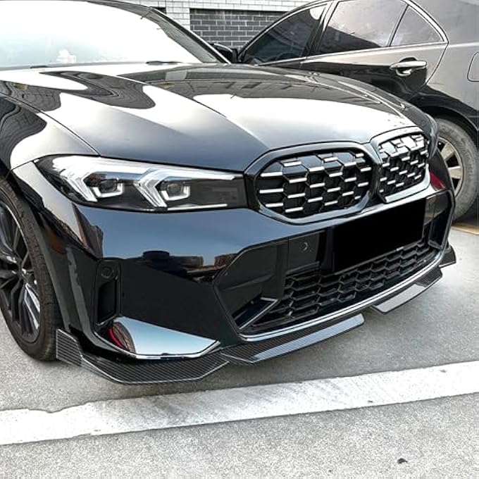 Gear Up Carbon Fiber Printing Front Bumper Lip Compatible with BMW G20 3-Series 330e 330i M340i 320i M-Sport Only 2023 2024 2025 Front Bumper ABS Front Lip Spoiler Splitter - Image 4