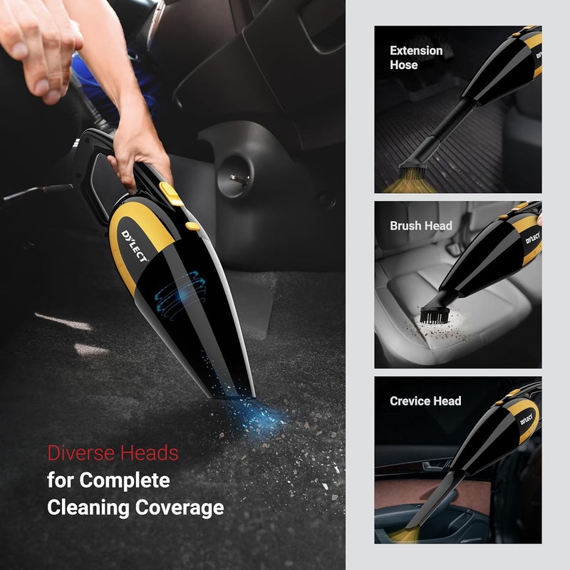 Dylect Car Vacuum Cleaner: 120W&5500Pa Strong Suction,Washable Hepa Steel Filter,Copper Motor with Aluminium Fan,Compact&Lightweight for Dry Use,Sleek Mirror Body,14.7Ft Long Cable,0.5 Liter - Image 4