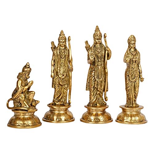 ARTVARKO Brass Ram Darbar Murti Lord Rama Laxman and Sita Religious God Statue Spiritual Home Decor Pooja Temple Shrine Home Décor 9 Inches - Image 3
